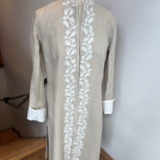 Linen coat with white embroidery