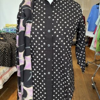 Black and white tie-dye cotton shirt
