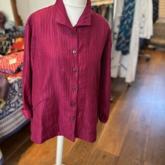 Silk and cotton jacket in dark pink